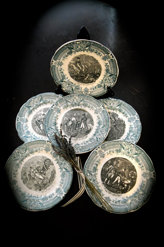 Set of 6 Digoin & Sarreguemines Antique French Plates       Sku: C353