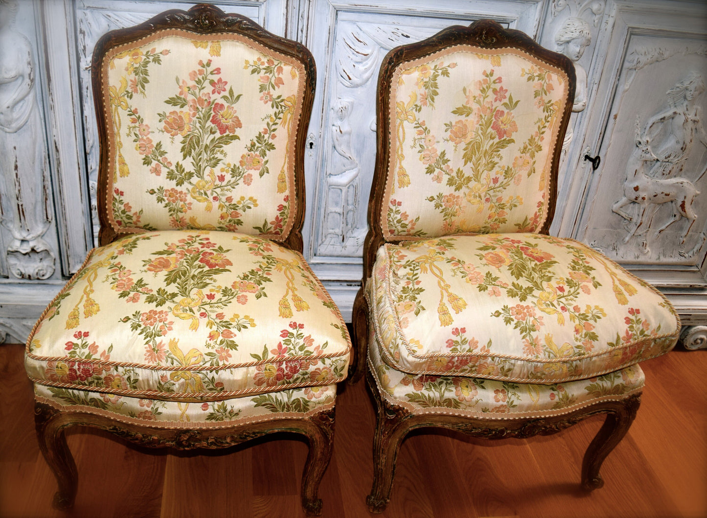 Pair of Louis XV Style Boudoir Chairs      Sku: F1001