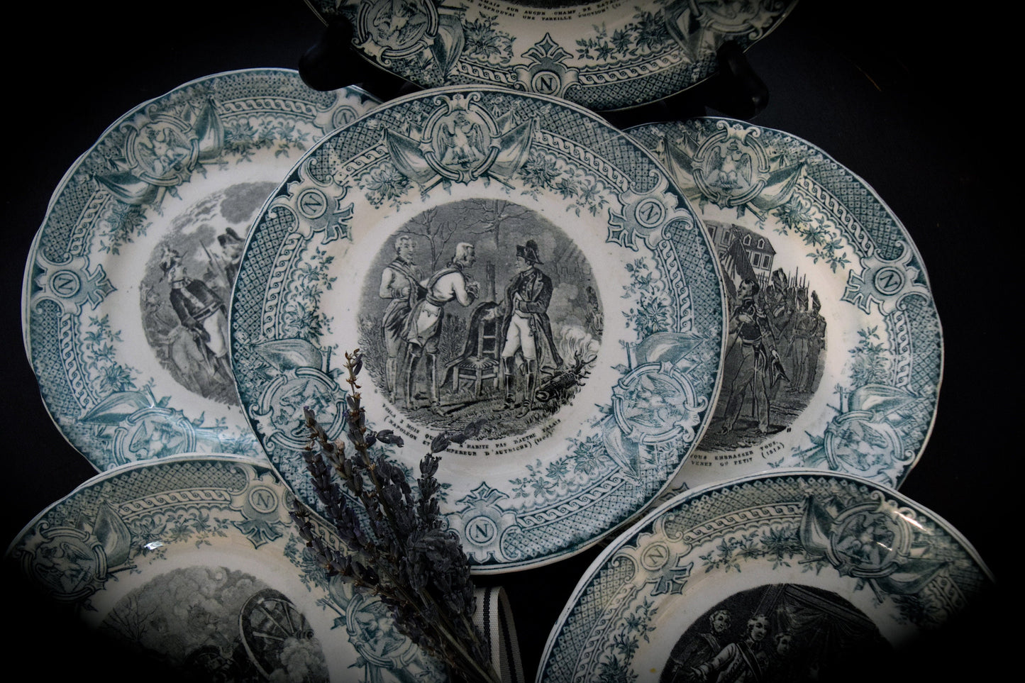 Set of 6 Digoin & Sarreguemines Antique French Plates       Sku: C353