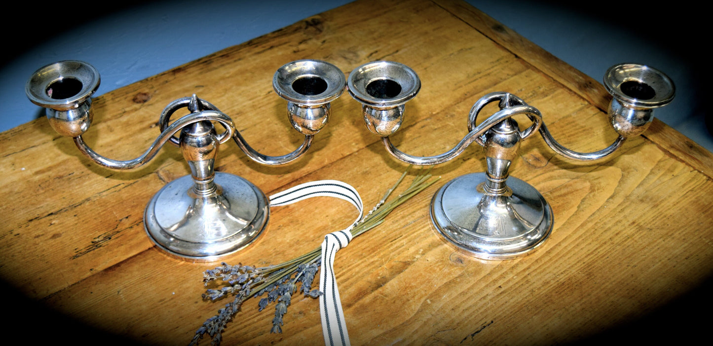 A Pair of Stowell Sterling Silver Candlesticks          Sku: C372