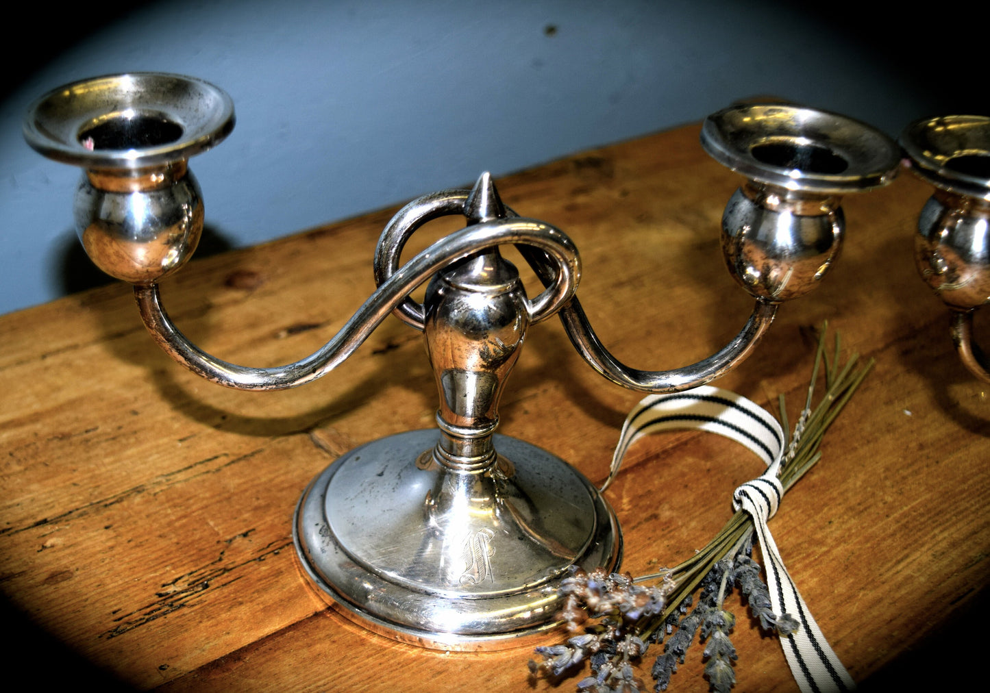 A Pair of Stowell Sterling Silver Candlesticks          Sku: C372