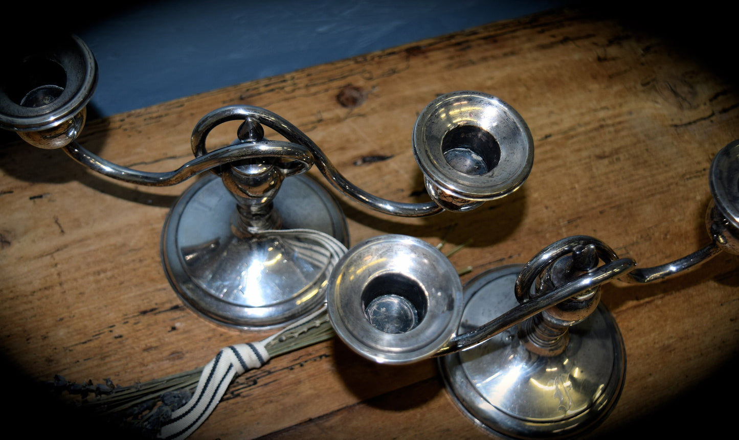 A Pair of Stowell Sterling Silver Candlesticks          Sku: C372