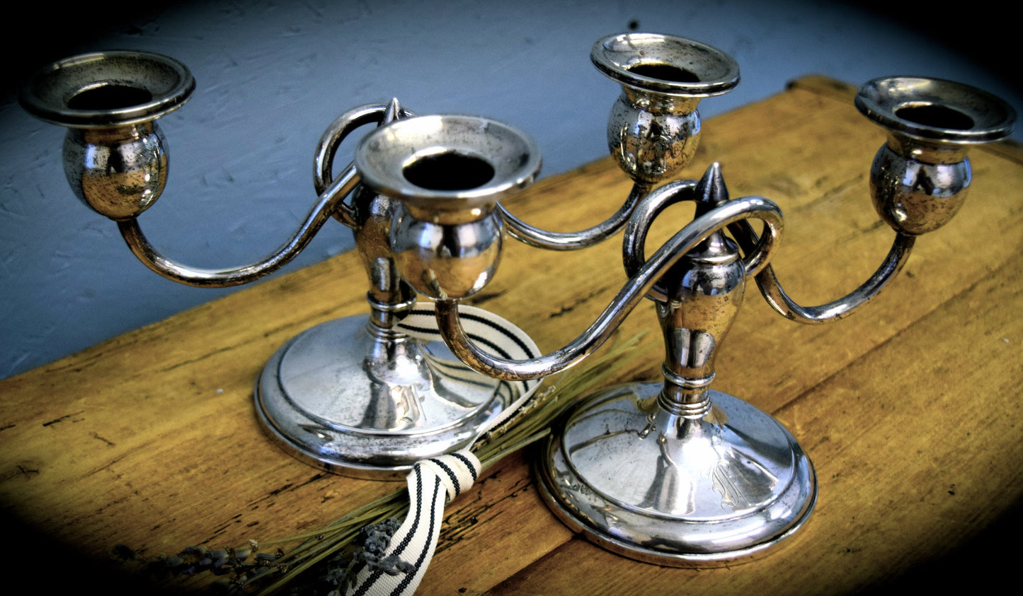 A Pair of Stowell Sterling Silver Candlesticks          Sku: C372