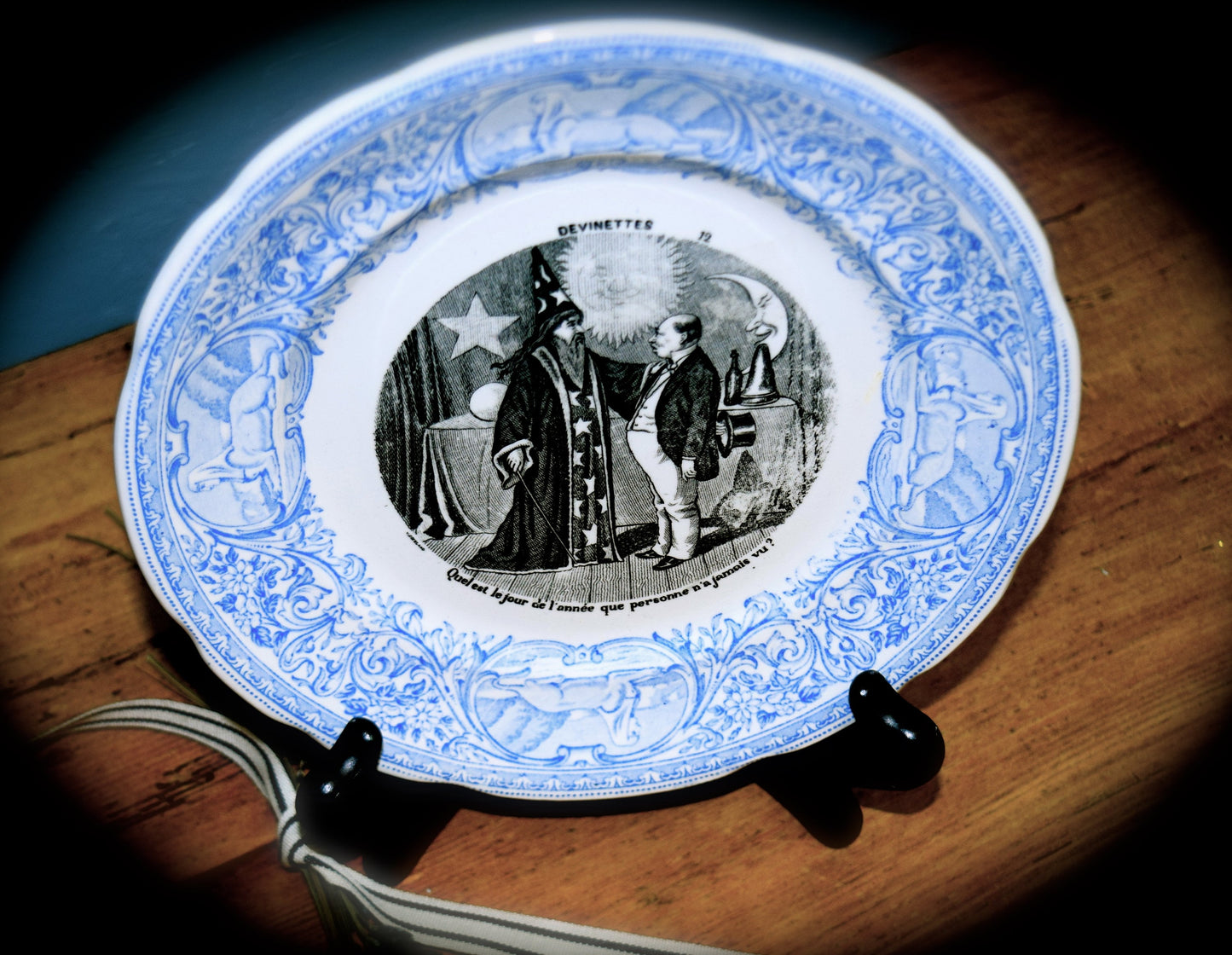 French Ironstone Plate With a Question          Sku: C373