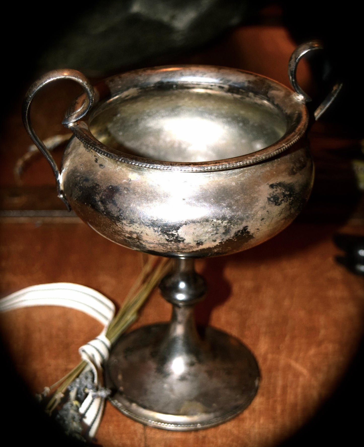 Antique Silver Plated Patinaed Goblet     Sku: C385