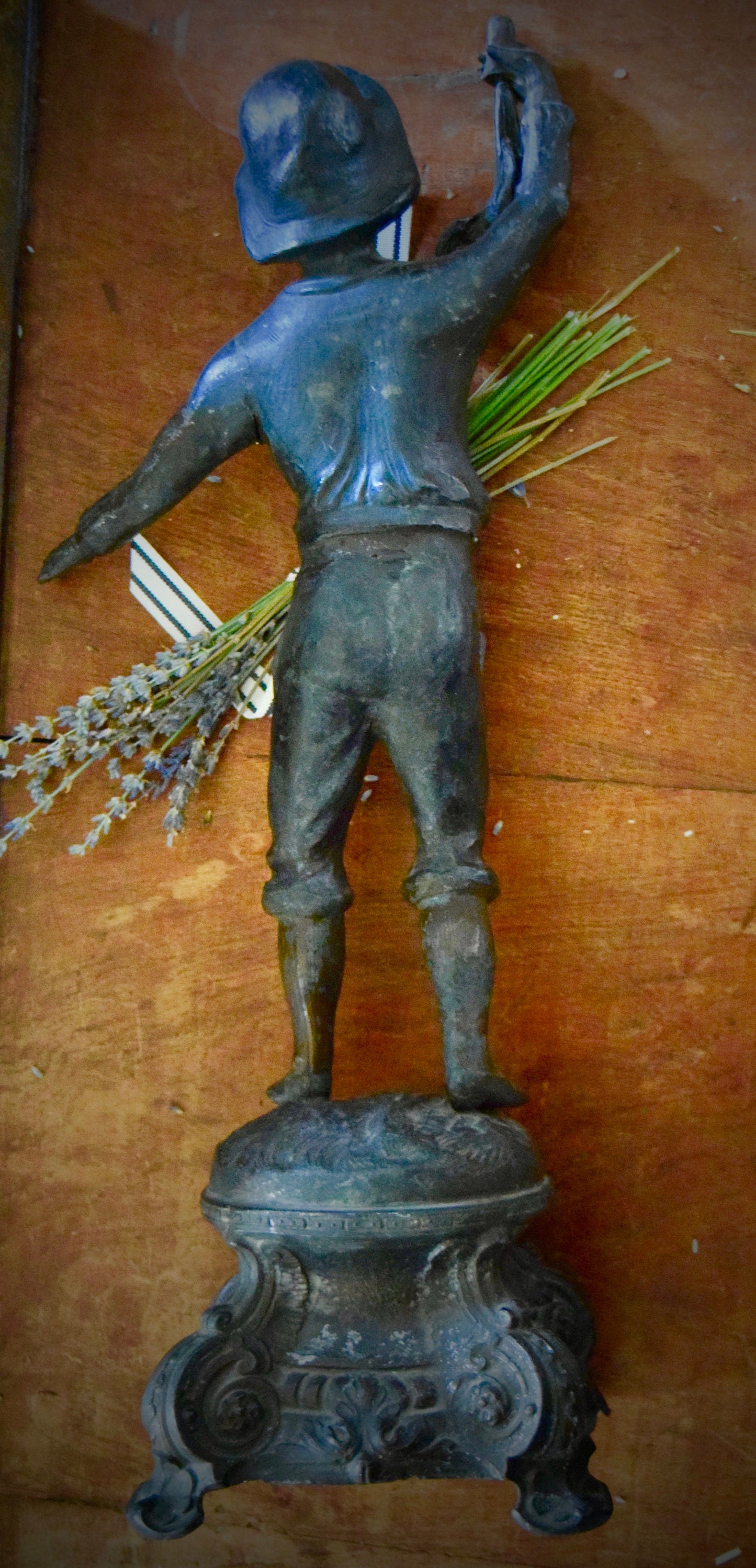 Antique Spelter Statue of Boy with Pheasant c.1800's       Sku: C413