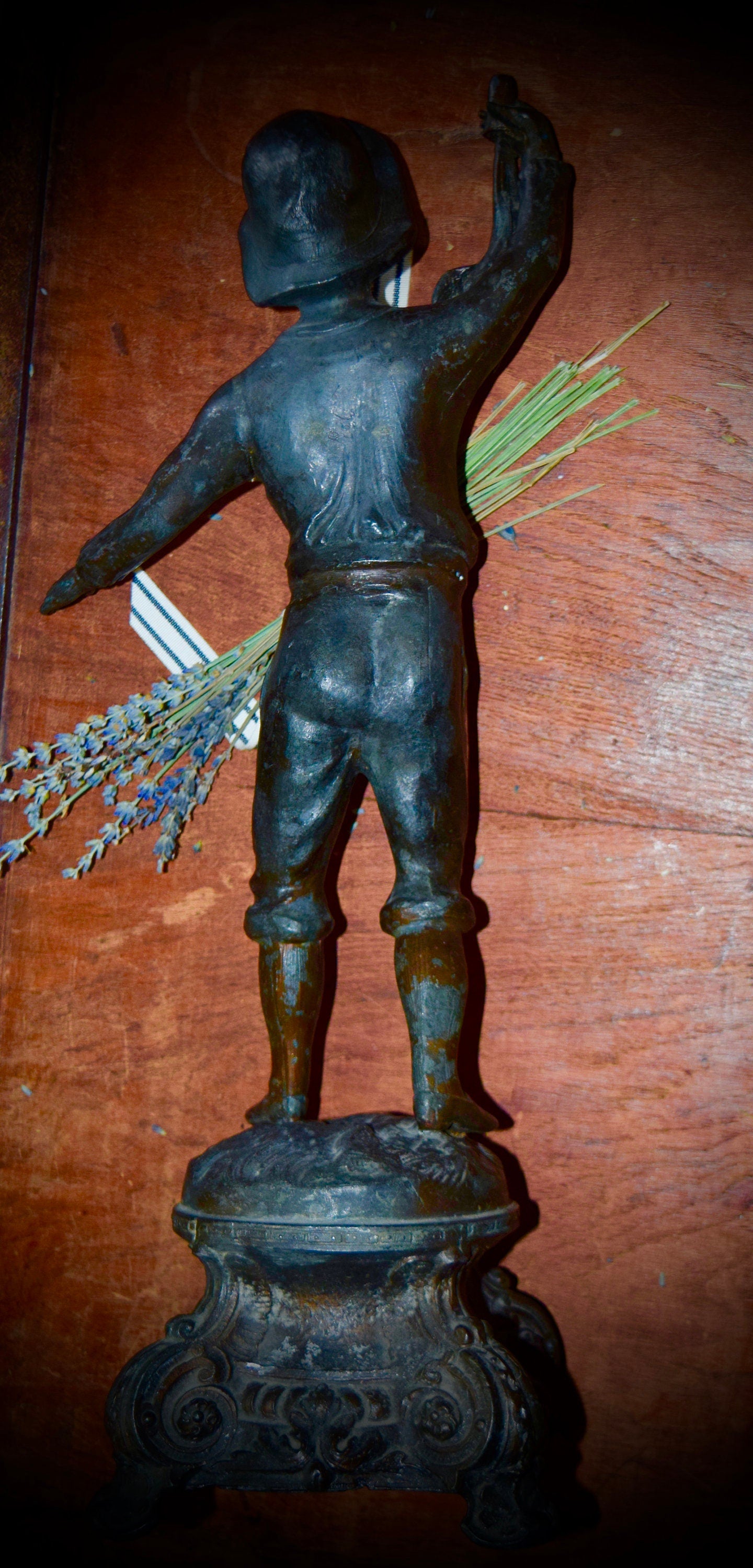 Antique Spelter Statue of Boy with Pheasant c.1800's       Sku: C413