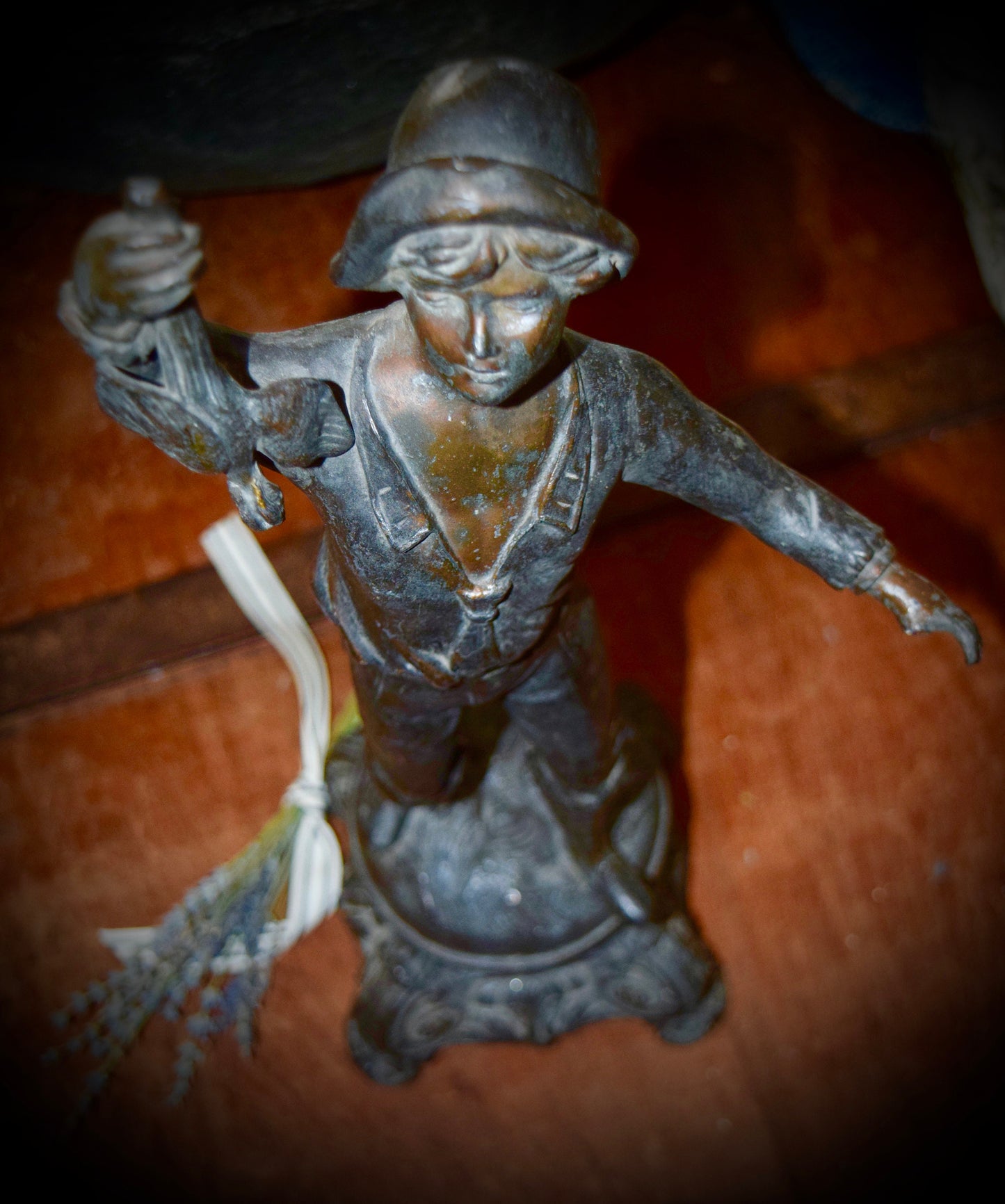 Antique Spelter Statue of Boy with Pheasant c.1800's       Sku: C413