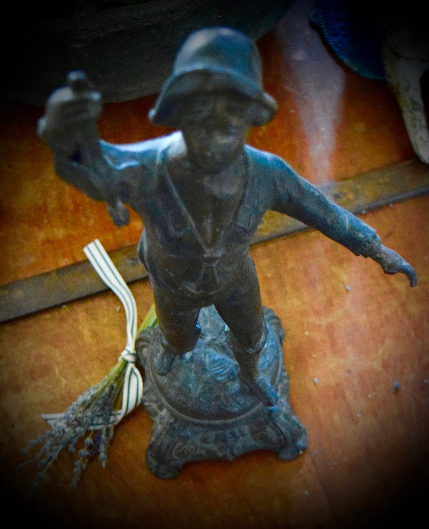 Antique Spelter Statue of Boy with Pheasant c.1800's       Sku: C413