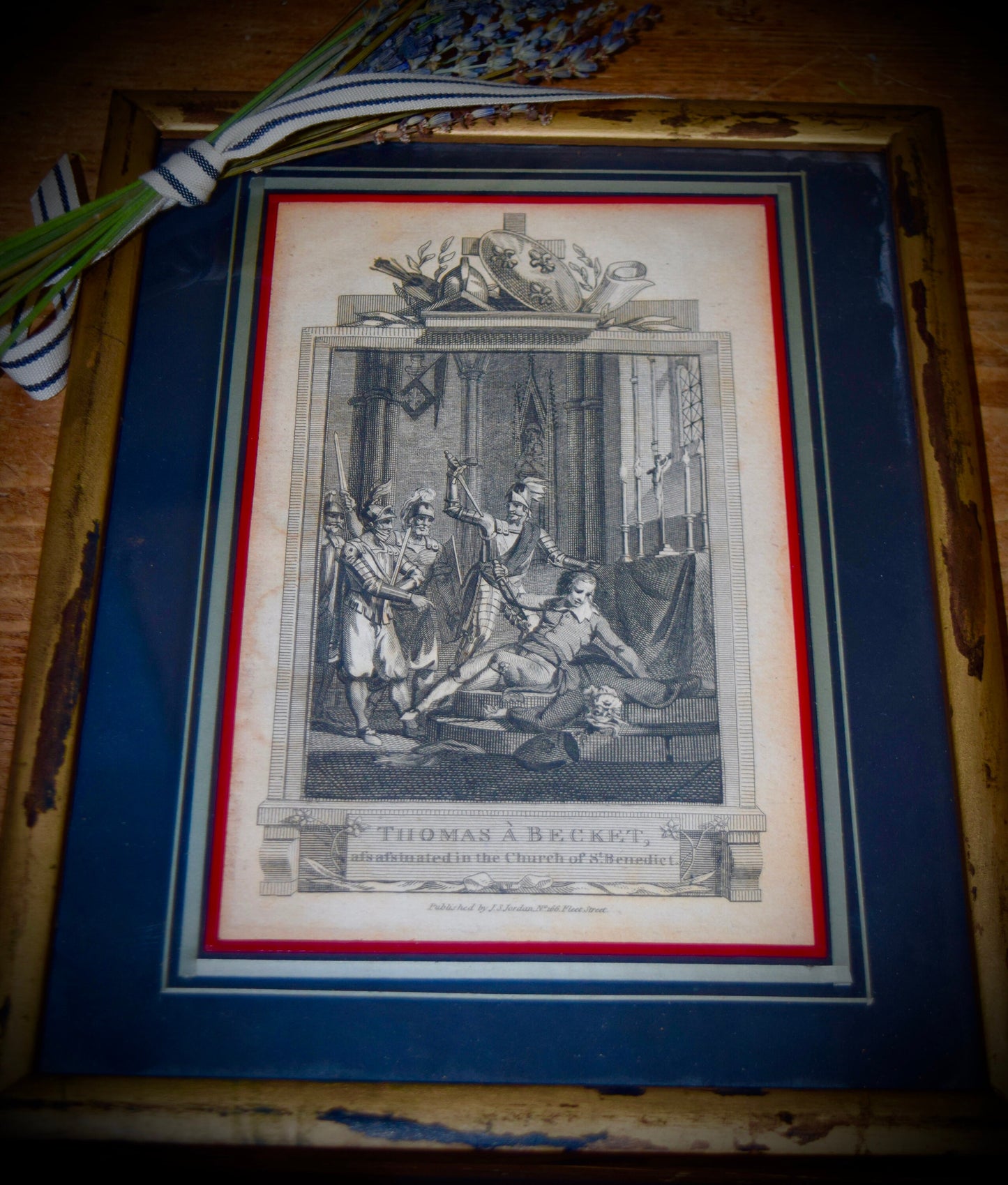 Antique Black and White Framed Print of Thomas A Becket                 Sku: C432