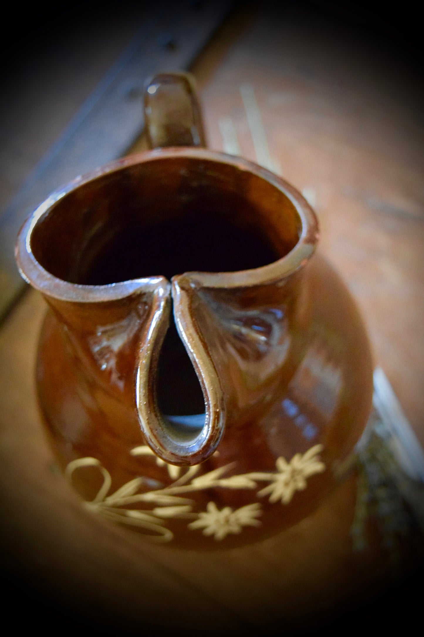 French Clay Pitcher "Le Galibier" with Edelweiss                                  Sku: C459