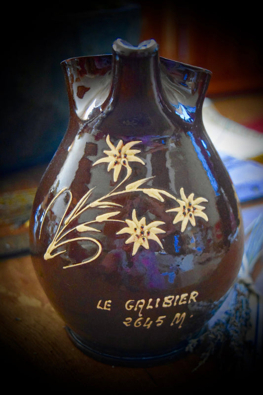 French Clay Pitcher "Le Galibier" with Edelweiss                                  Sku: C459