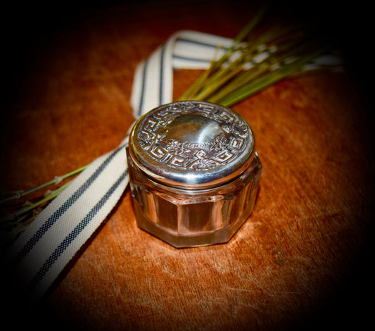 Antique Sterling and Glass Dresser/ Vanity Jar                     Sku: C471