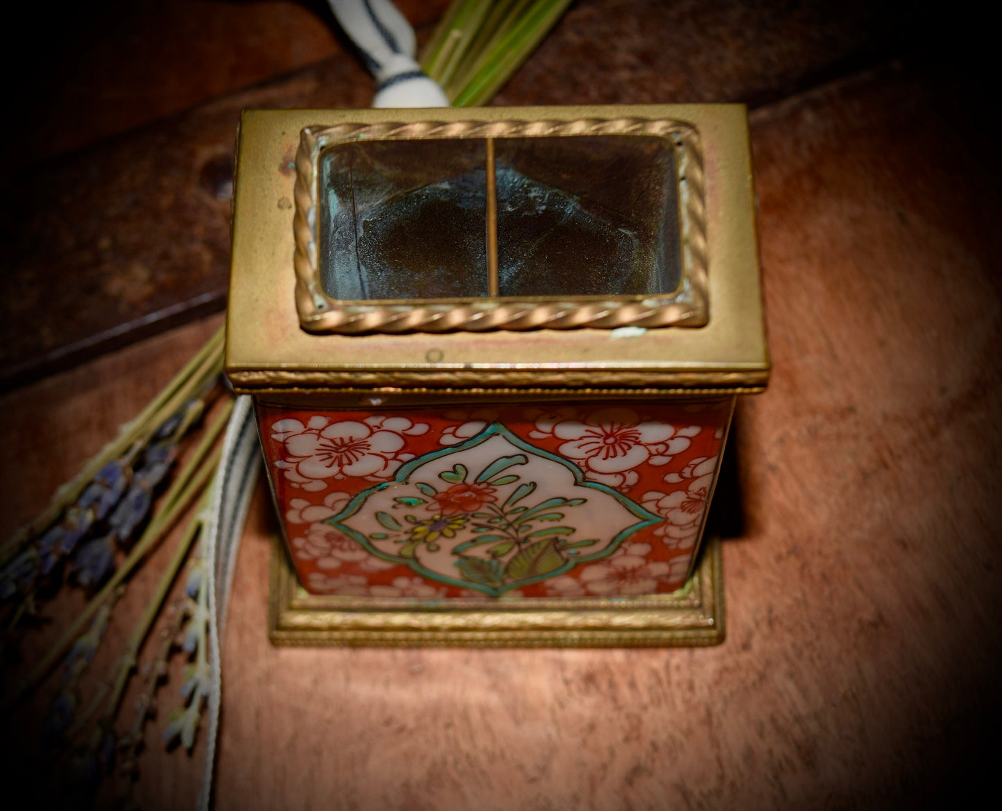 Vintage French Enamel CloIsonne Match Box Holder                   Sku: C503