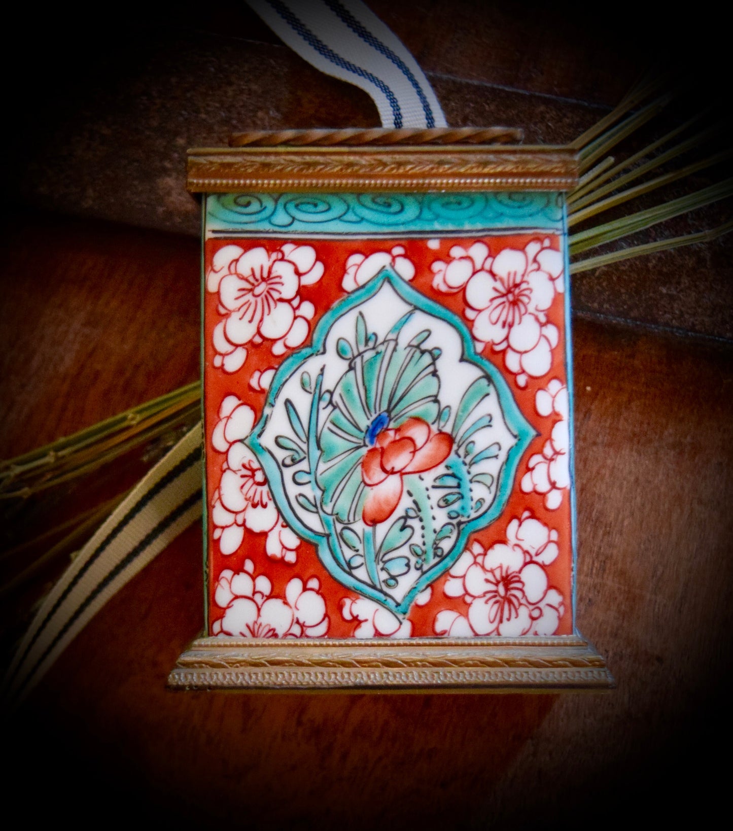 Vintage French Enamel CloIsonne Match Box Holder                   Sku: C503