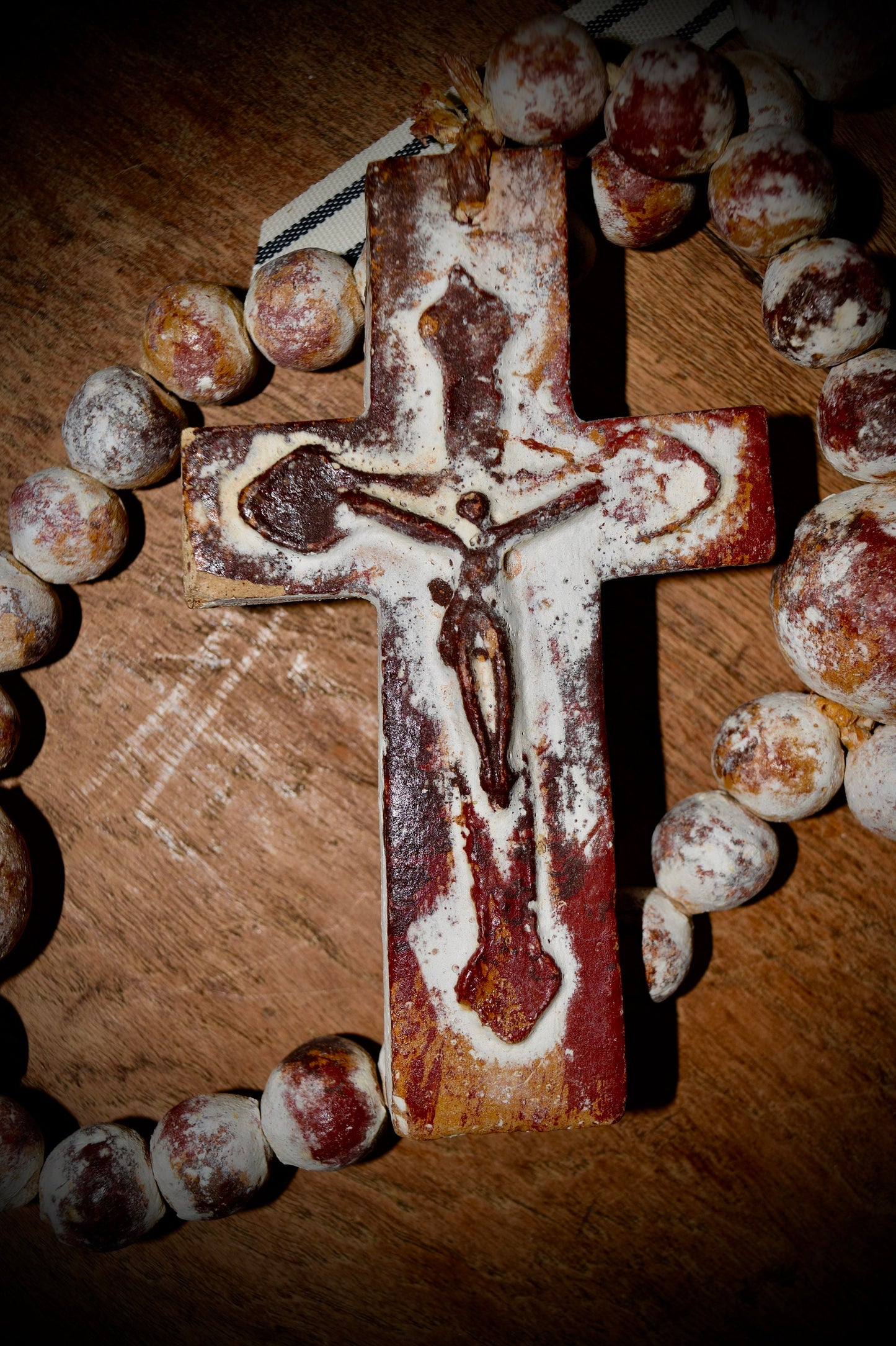 Vintage Clay Beaded Rosary with Cross                      Sku: R007