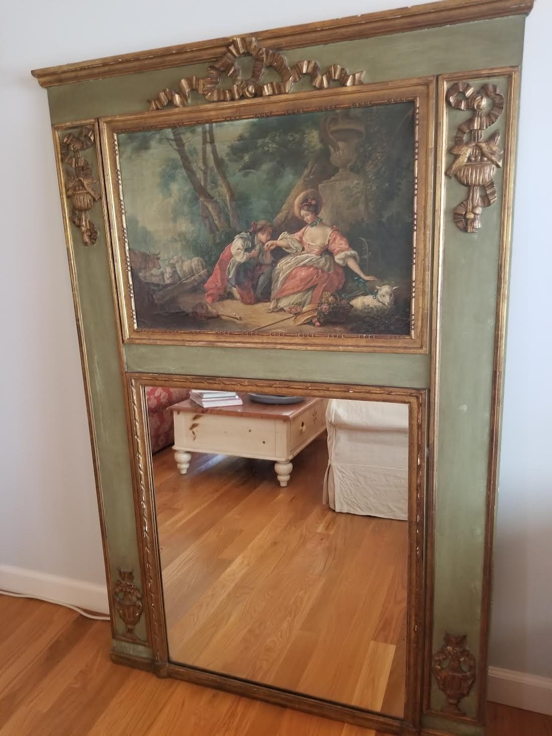 French Antique Trumeau Mirror 1800's                        Sku: C517