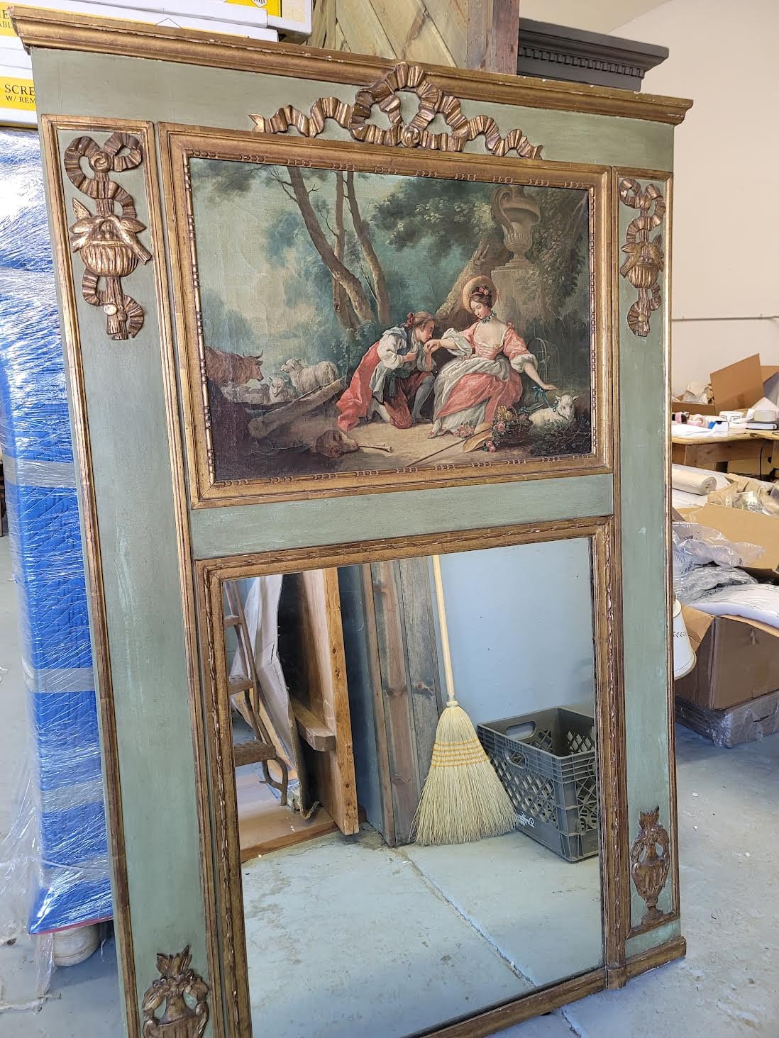 French Antique Trumeau Mirror 1800's                        Sku: C517