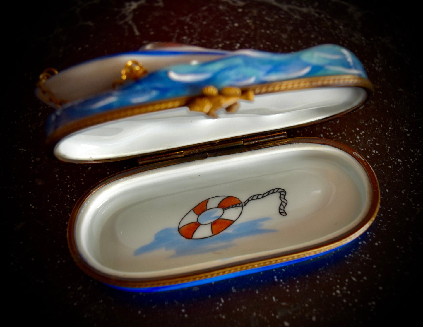 Vintage French Limoges Speedboat Box                       Sku: L315