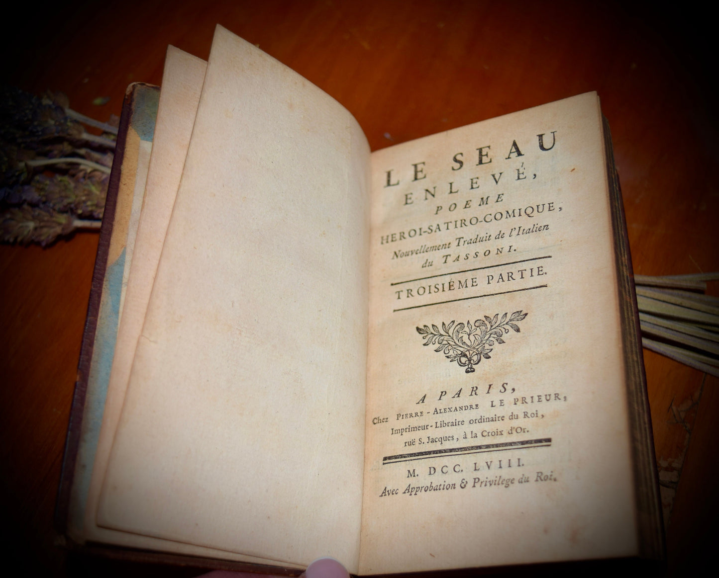 Antique French Book "Le Seau Enleve Poeme"  C.1700.   Sku: B010