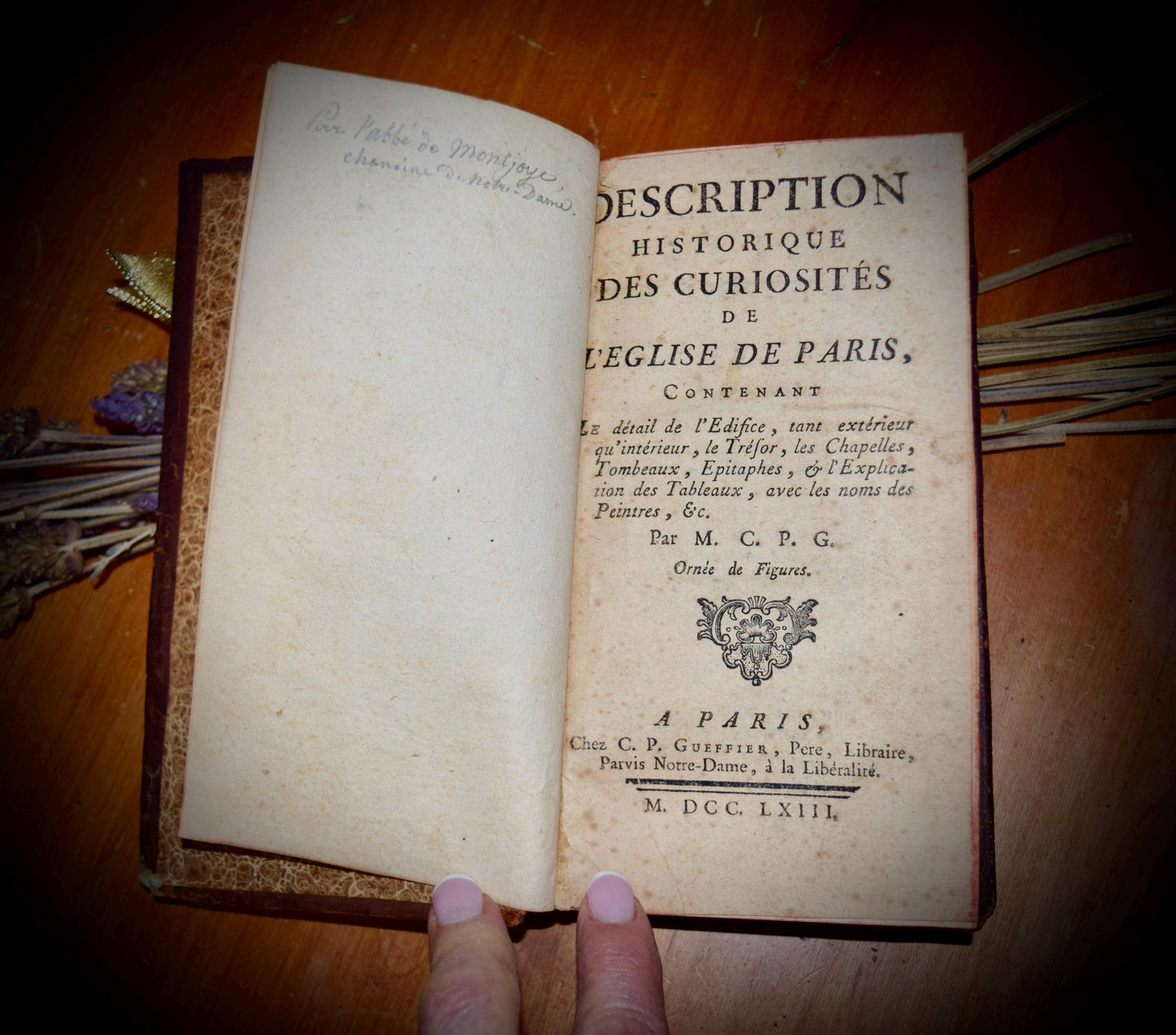 A Rare French Antique Book "Description Historique des Curiosités" c.1763.  Sku: B014