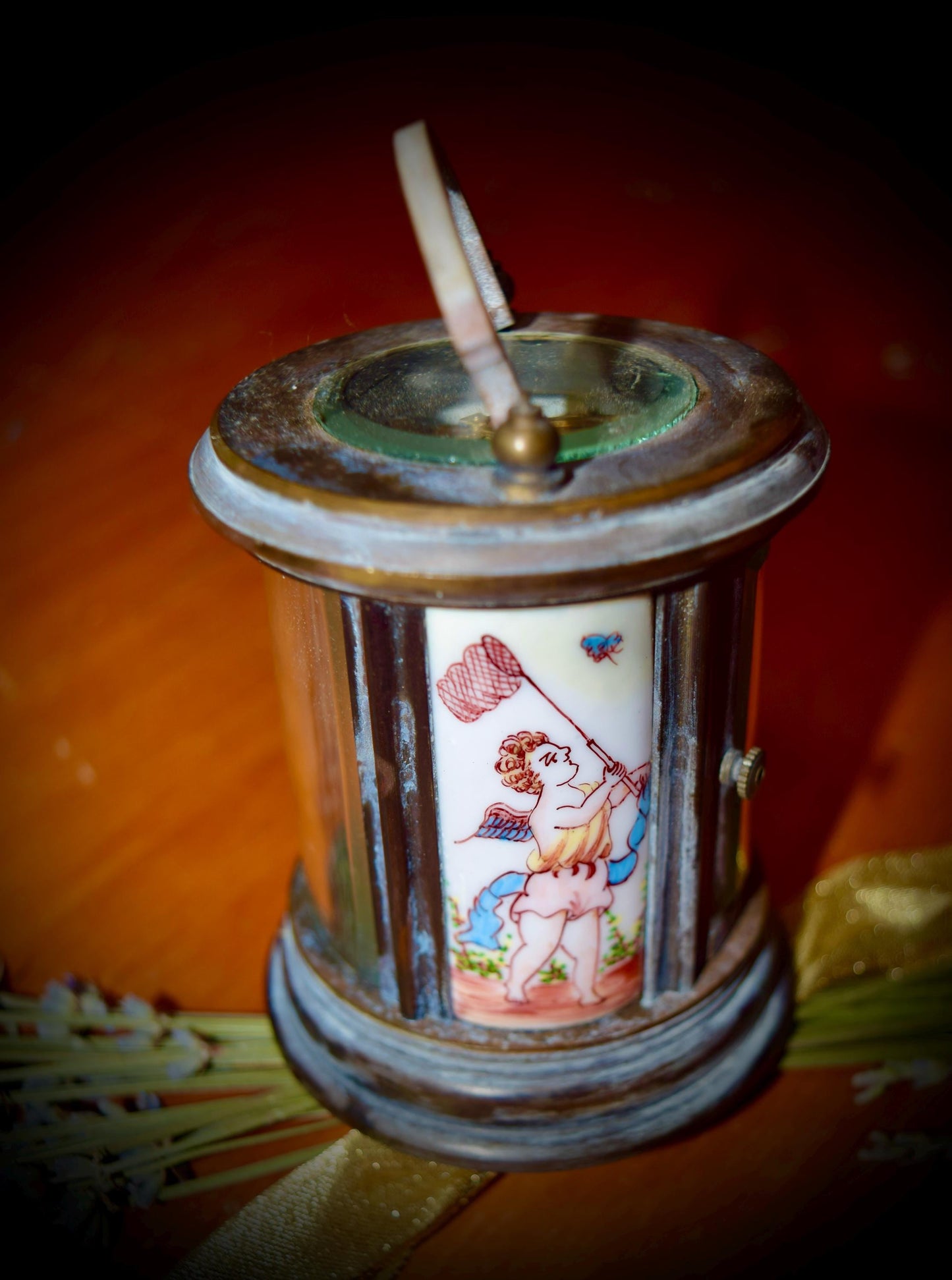 Antique French Carriage Clock with Porcelain & Enamel   c.1910.     Sku: C521