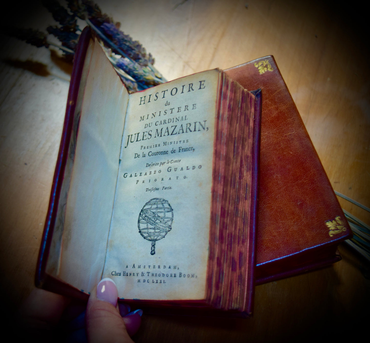 A Pair of French Antique Books  "Histoire Du Ministère Du Cardinal" c. 1671  Volume 1 and 3.   SkU: B007