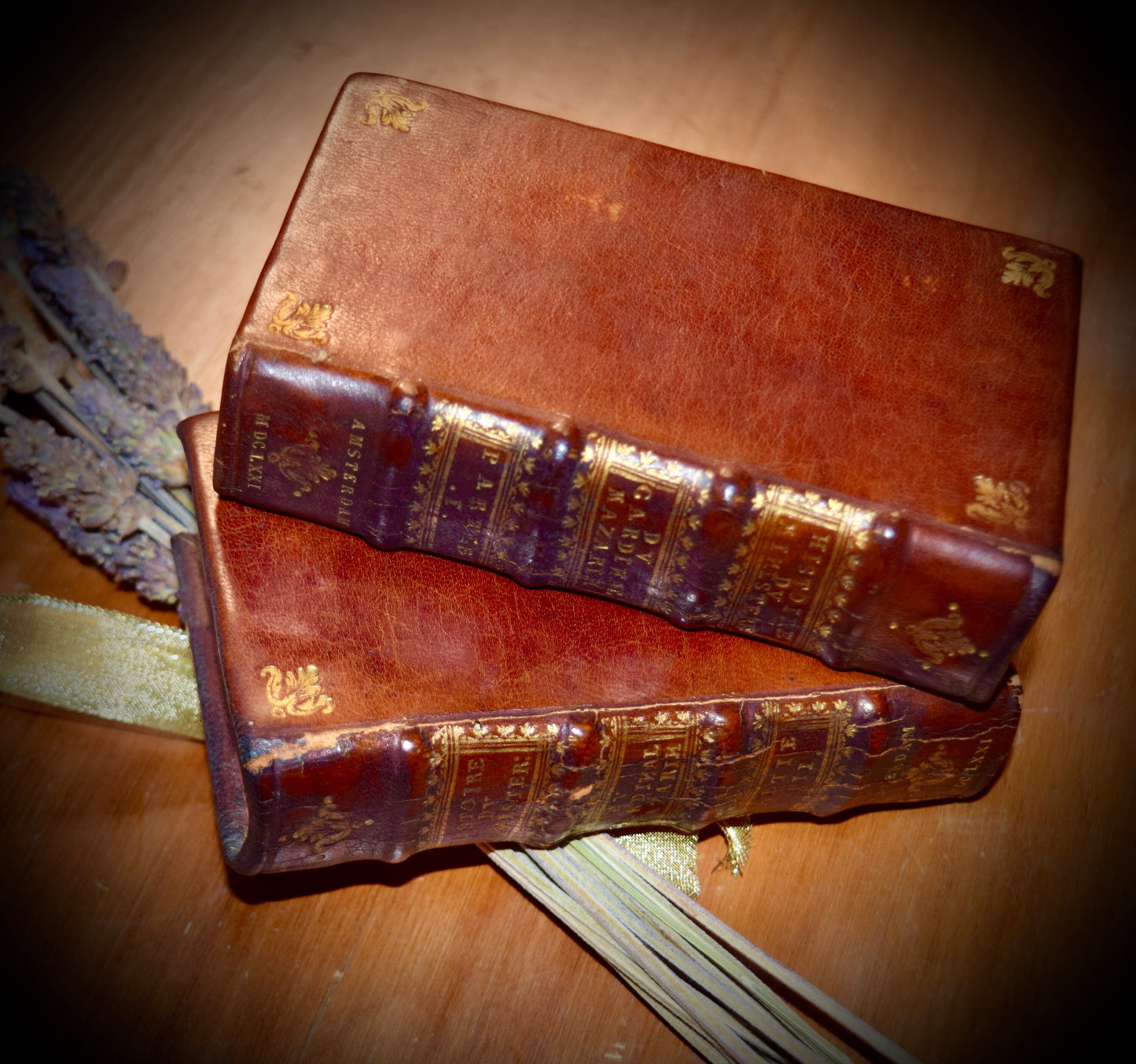 A Pair of French Antique Books  "Histoire Du Ministère Du Cardinal" c. 1671  Volume 1 and 3.   SkU: B007