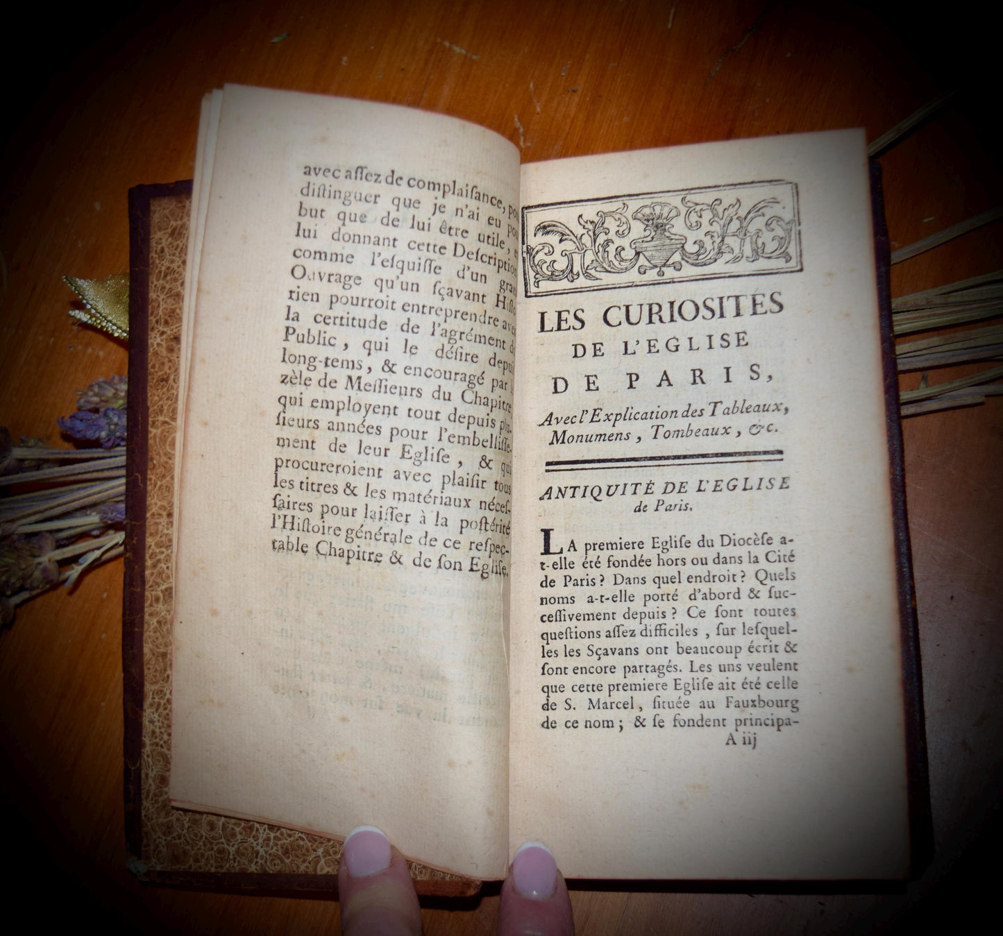 A Rare French Antique Book "Description Historique des Curiosités" c.1763.  Sku: B014