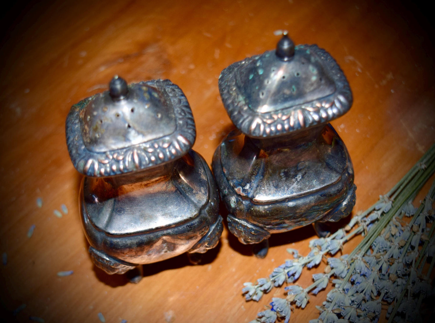 A Pair of English Sterling Silver Salt and Pepper Shakers          Sku: C236