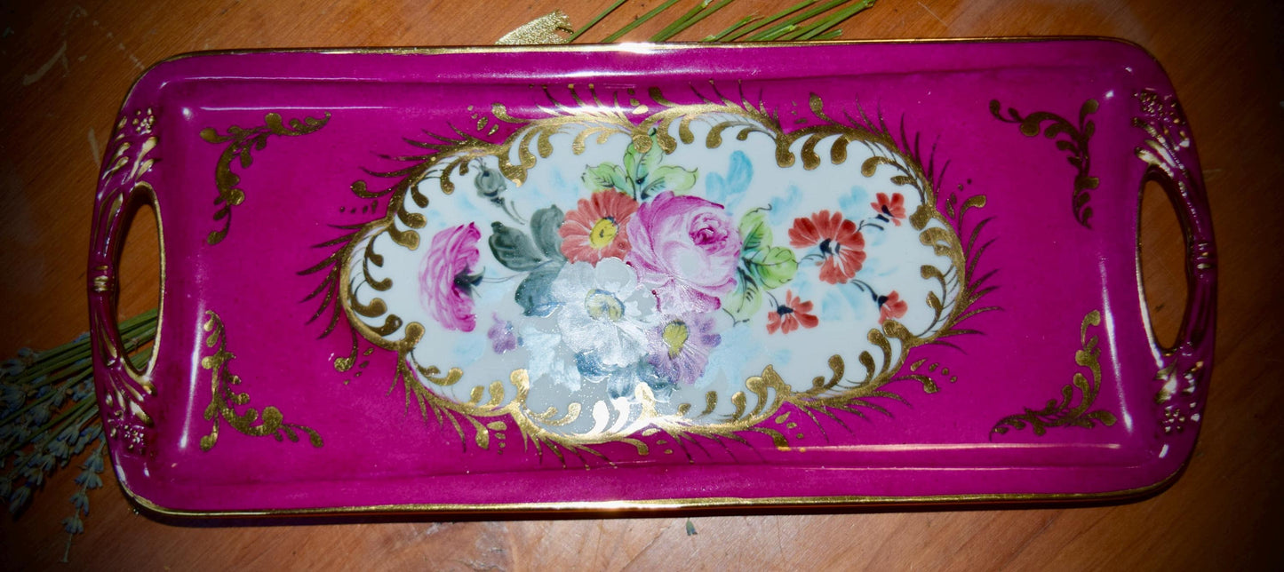 Vintage French Limoges Hand Painted Vanity Tray                    Sku: C241