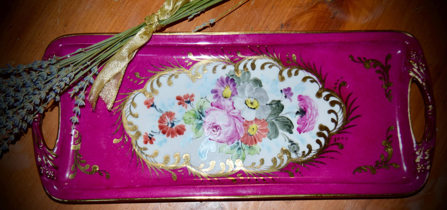 Vintage French Limoges Hand Painted Vanity Tray                    Sku: C241