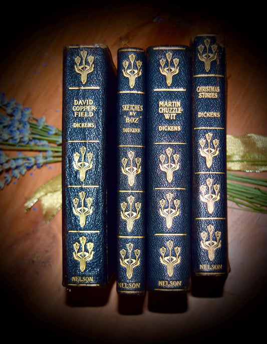 Antique Set Of 4 "The Works of Charles Dickens" Books c.1890's    Sku: B017