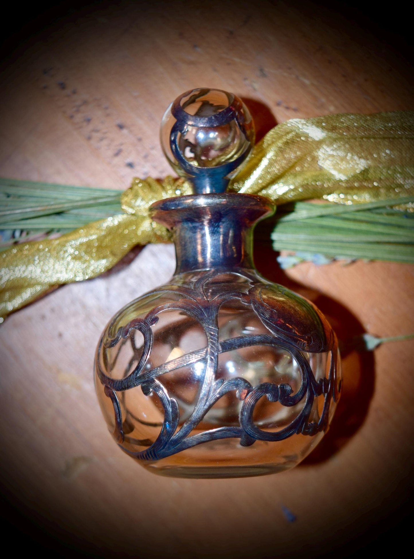 English Antique Crystal and Sterling Silver Perfume Bottle              Sku: C249