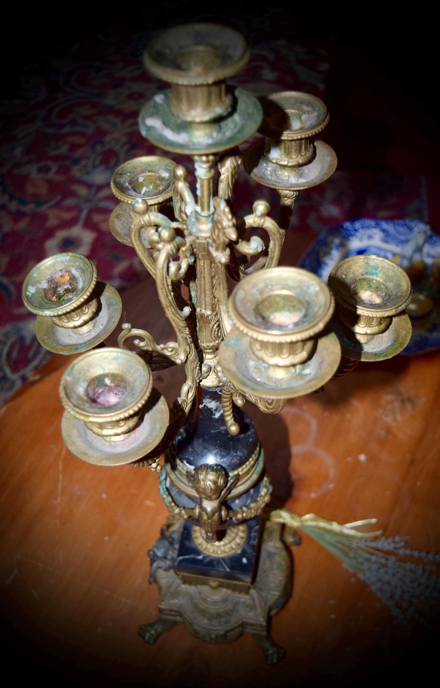 French Style Empire Gilt Bronze & Marble Candelabra 20th Century.    Sku: C299