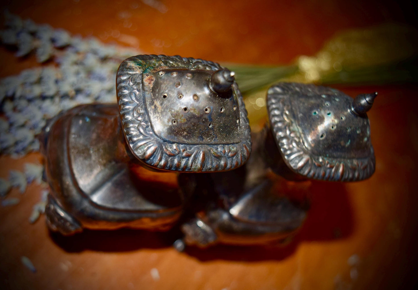 A Pair of English Sterling Silver Salt and Pepper Shakers          Sku: C236