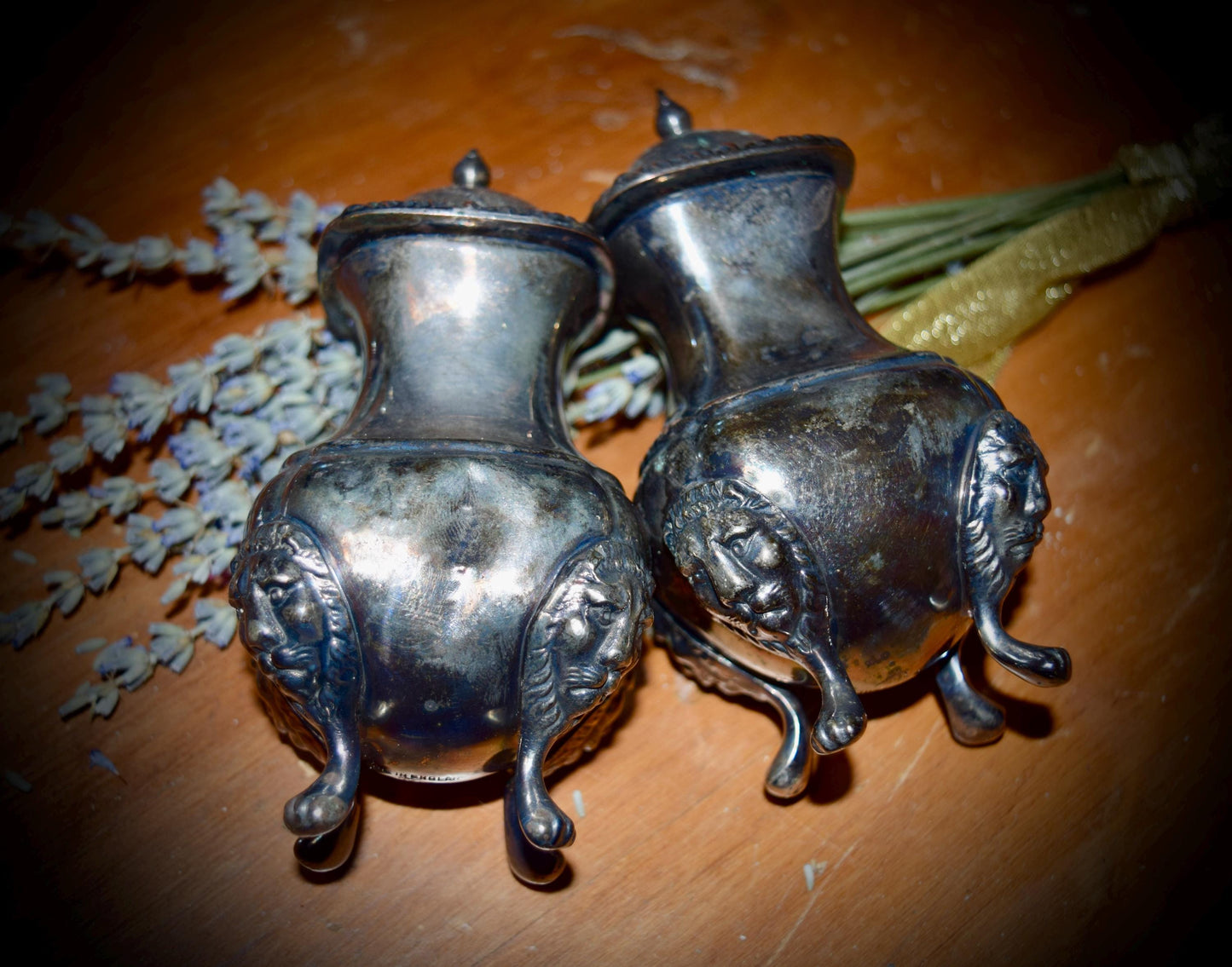 A Pair of English Sterling Silver Salt and Pepper Shakers          Sku: C236