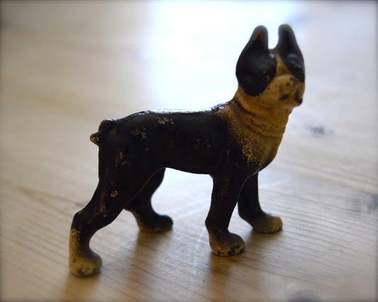 Antique Iron Hubley Boston Terrier French Bulldog Bully dog w collar