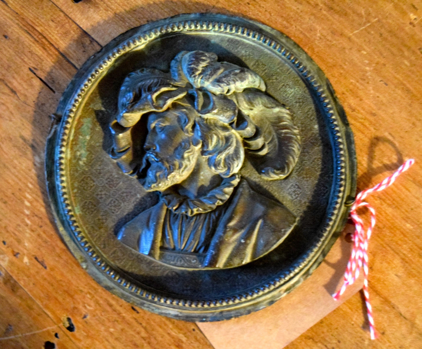 Pair of Antique French Round Bronze Profile Relief Plaques Nobleman and Woman   Sku: C030