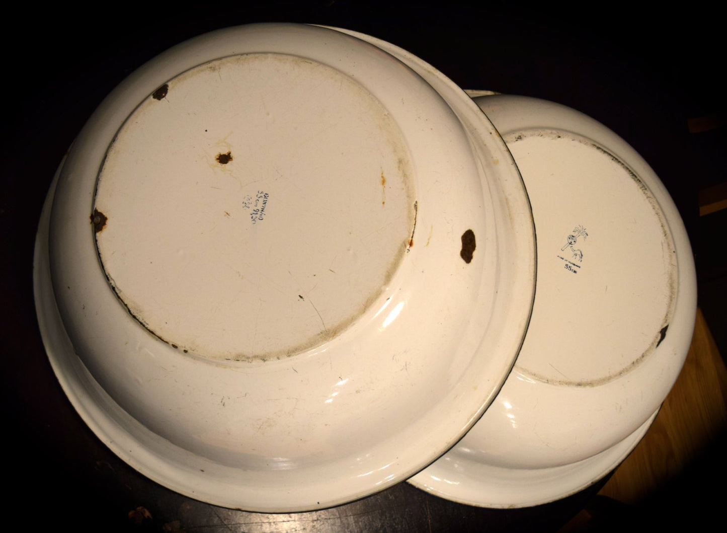 Set of 2 Large Enamelware Bowls Made in Hungary