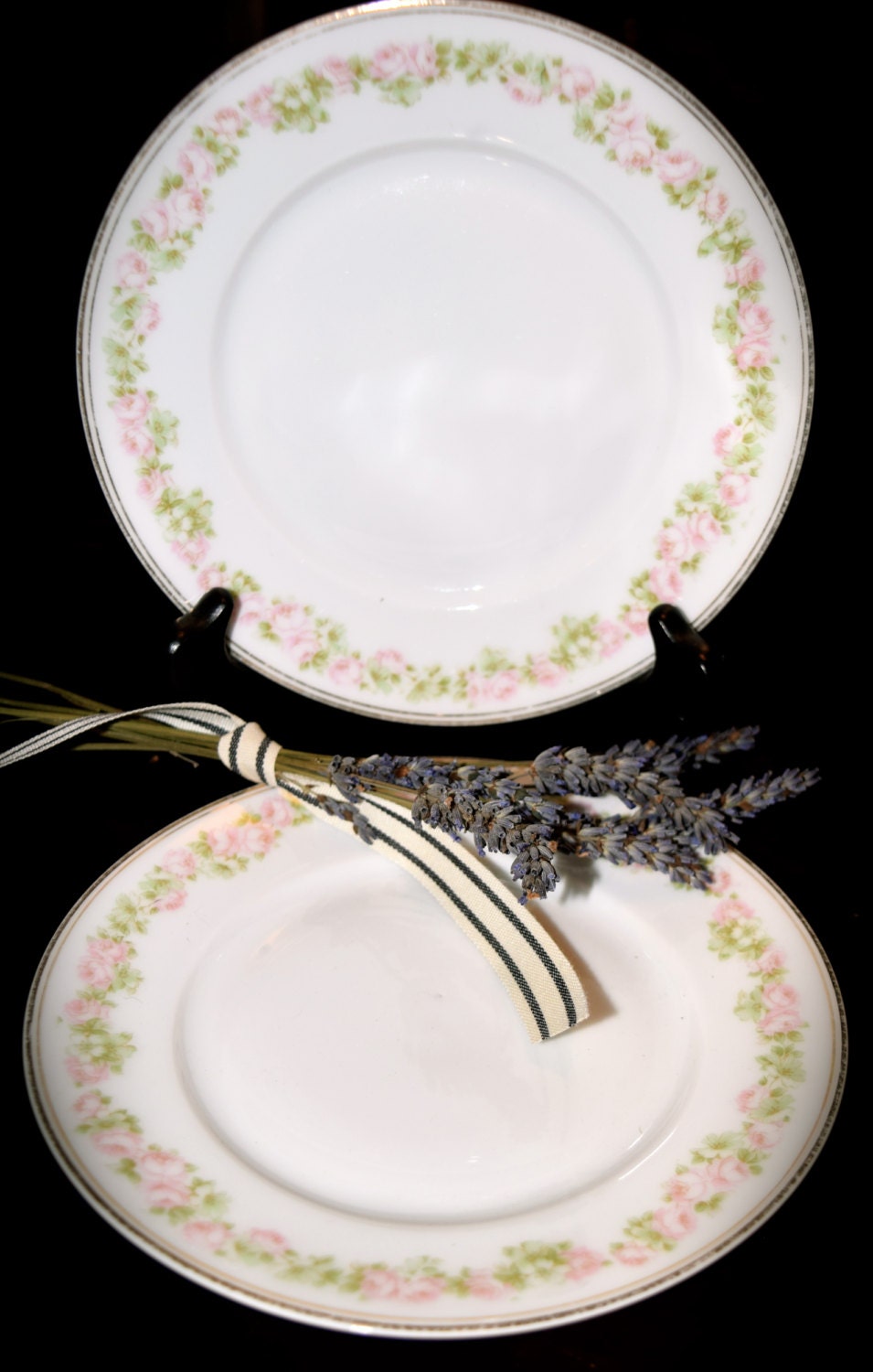 A Vintage Set of 2 Fine Bone China Butter Plates Made in Bavaria  Sku: K157