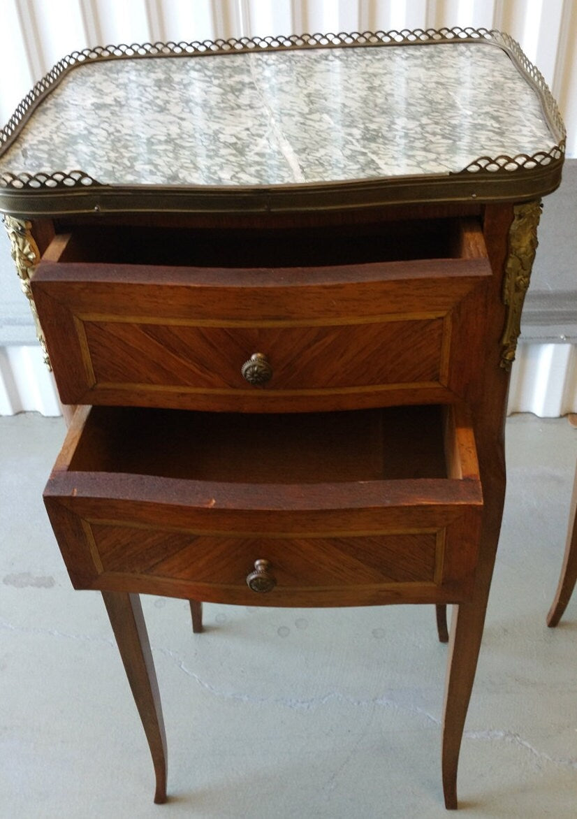 Pair of Exquisite Louis XV Style Side / Night Stand Tables  c. 1800's    Sku: F1002