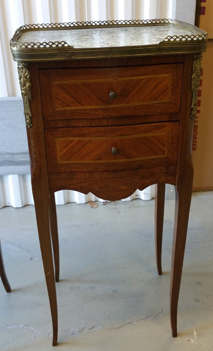 Pair of Exquisite Louis XV Style Side / Night Stand Tables  c. 1800's    Sku: F1002