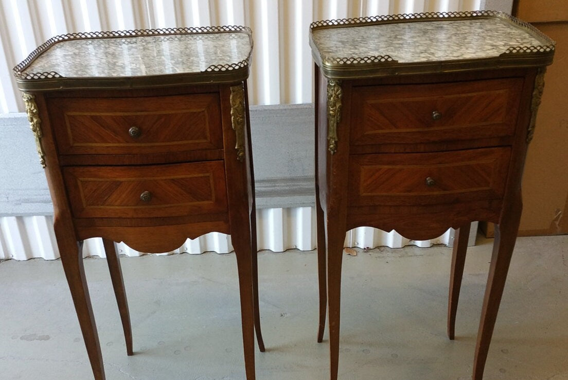 Pair of Exquisite Louis XV Style Side / Night Stand Tables  c. 1800's    Sku: F1002