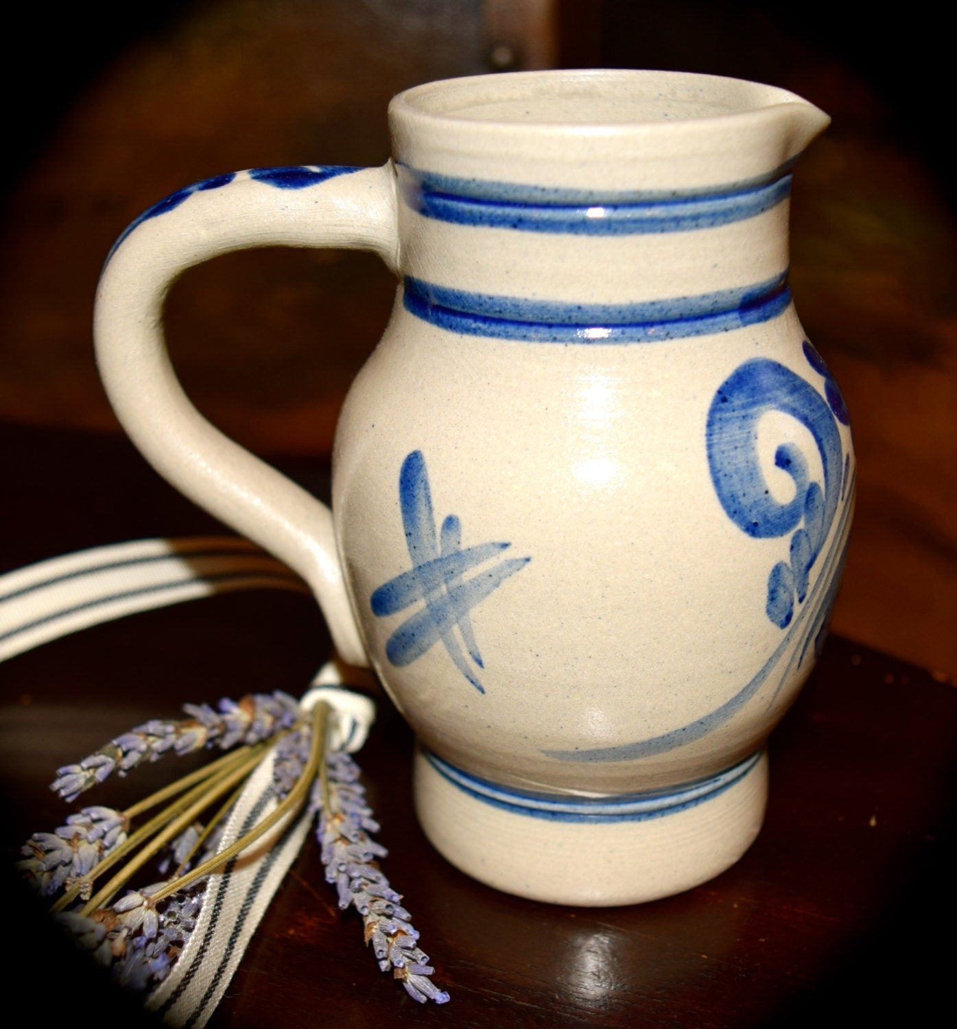 French Vintage Stoneware Pitcher made in France  Sku: C195