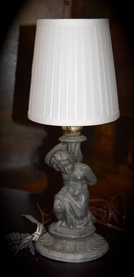 Vintage Cast Metal/Spelter Sculptured Girl Table Lamp      Sku: C226