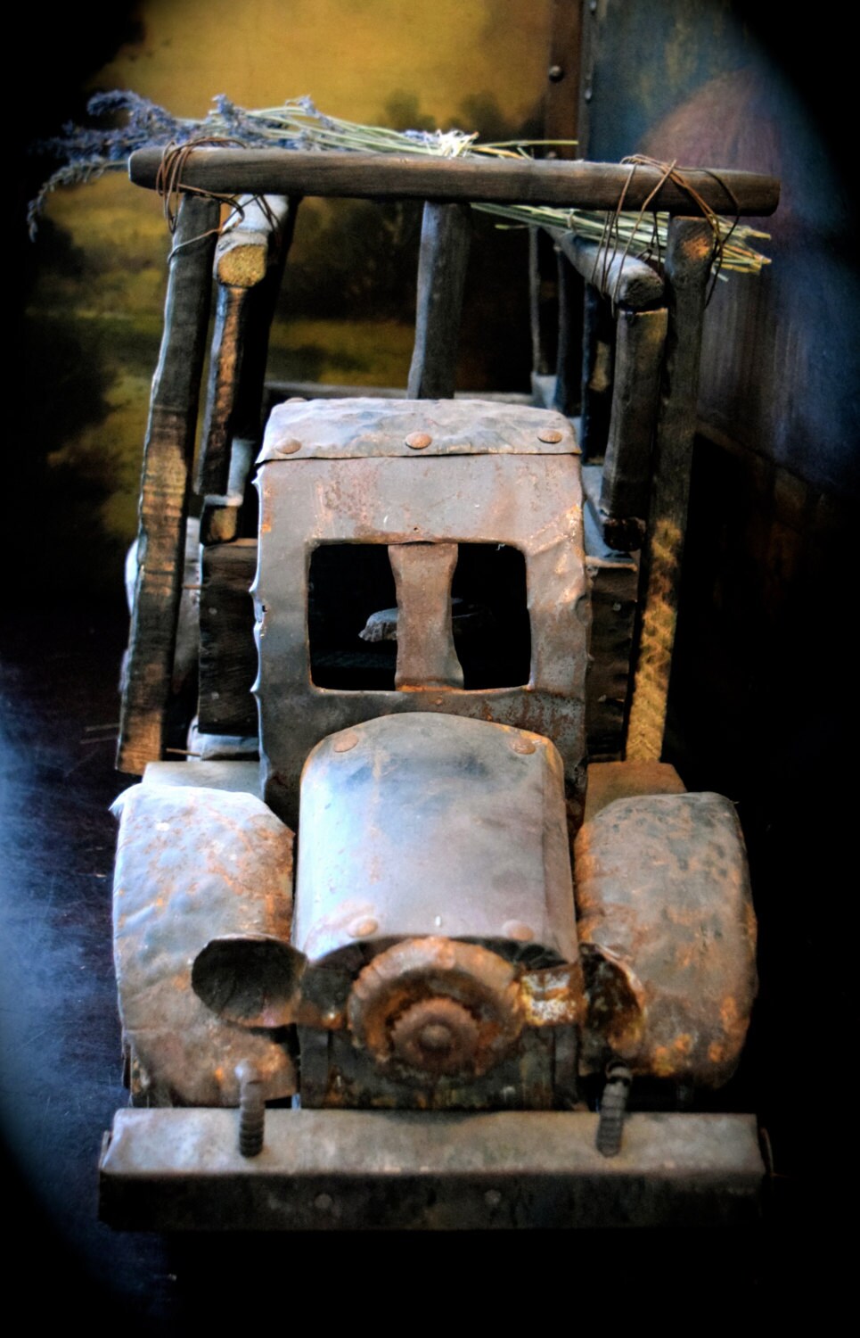 Primitive European  Patinated Metal and Wood Model Toy Truck / 1920's       Sku: C256